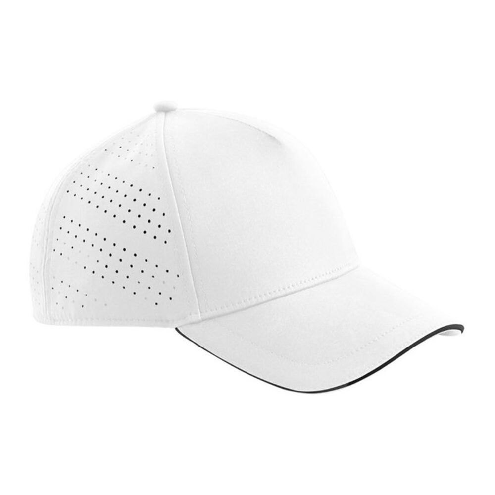 Beechfield Accelerate Baseball Cap / White/Black